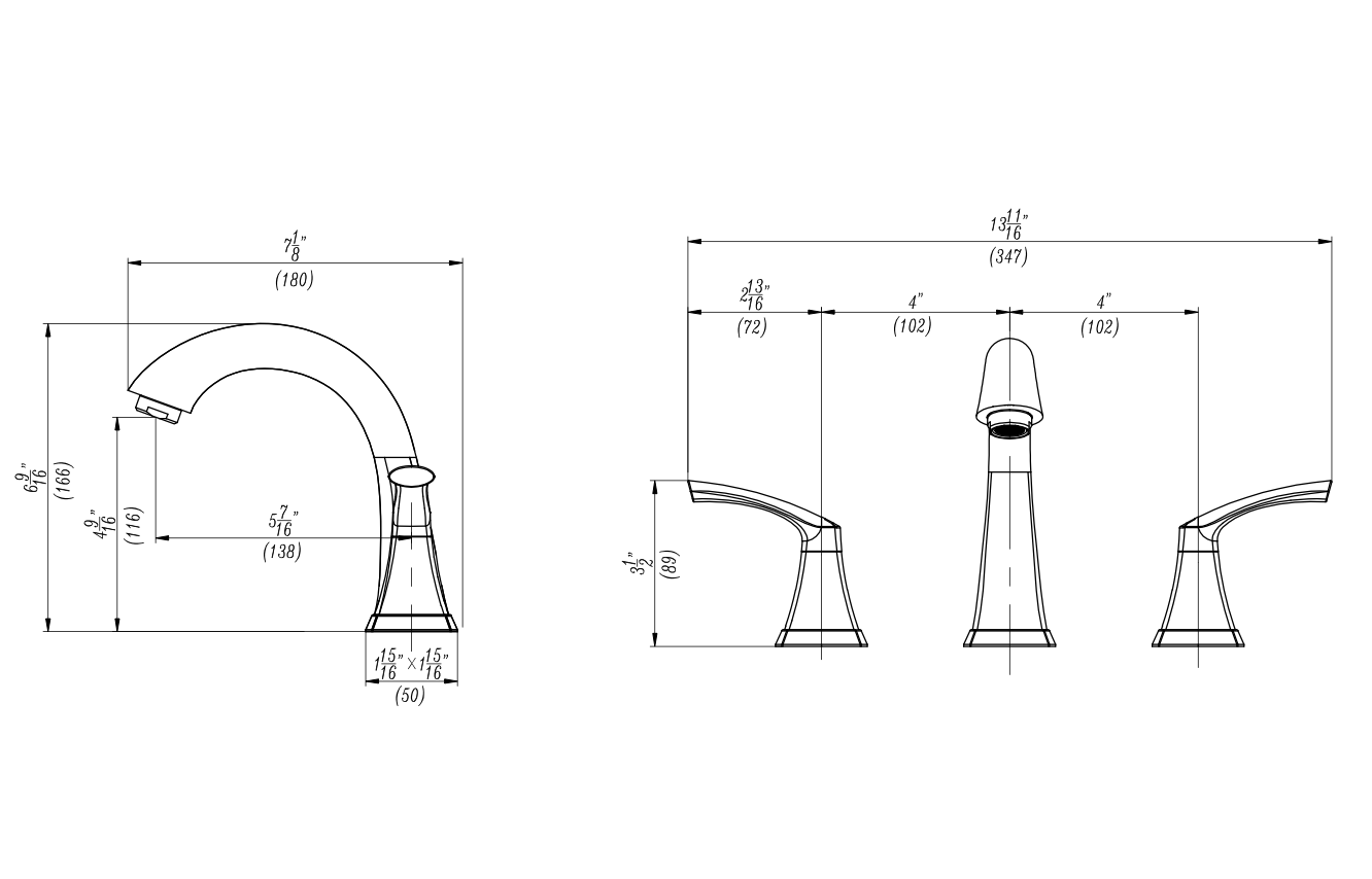 Robinet de lavabo 3 trous 8po Chrome/Noir