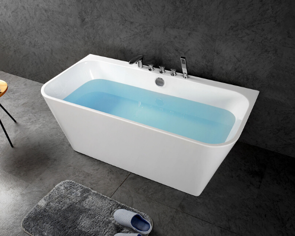 Baignoire rectangulaire autoportante de 67 pouces, acrylique