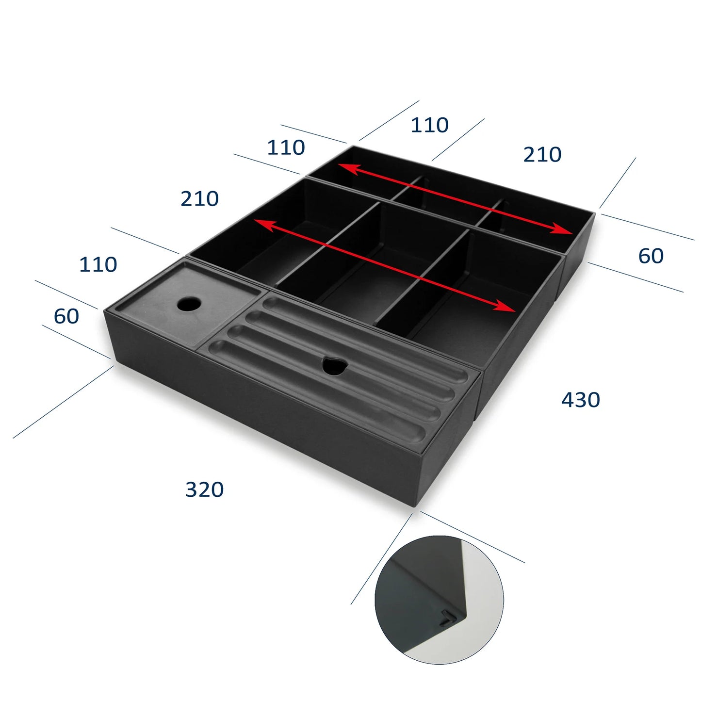Evos Boutiques 3 piece set drawer organizer view 2
