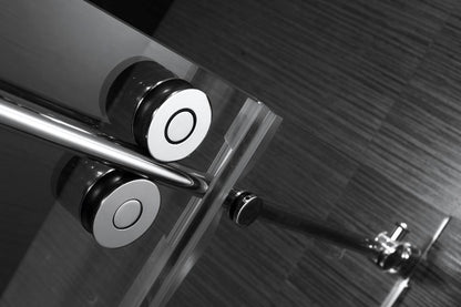 Evos Boutiques 84 in black Porte de douches Panneau latéral de douche and base kit zoomed in