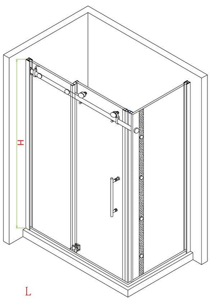 Evos Boutiques Black shower Panneau latéral de douche 36 x 79 in diagram