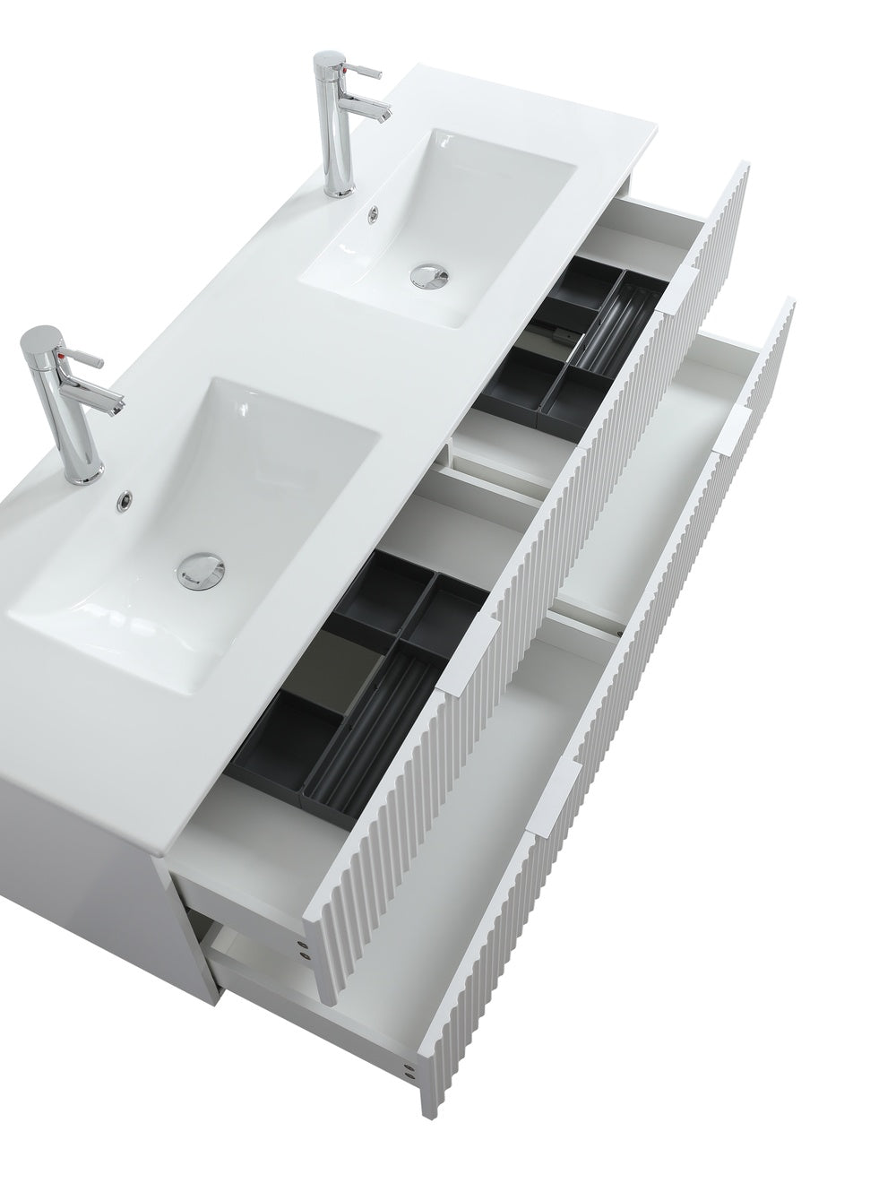 Evos_Brand_Segreto Vanité double top view & opened drawers.