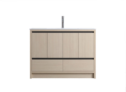 Surprise Vanité 48" cabinet chêne blanc et bassin de résine 