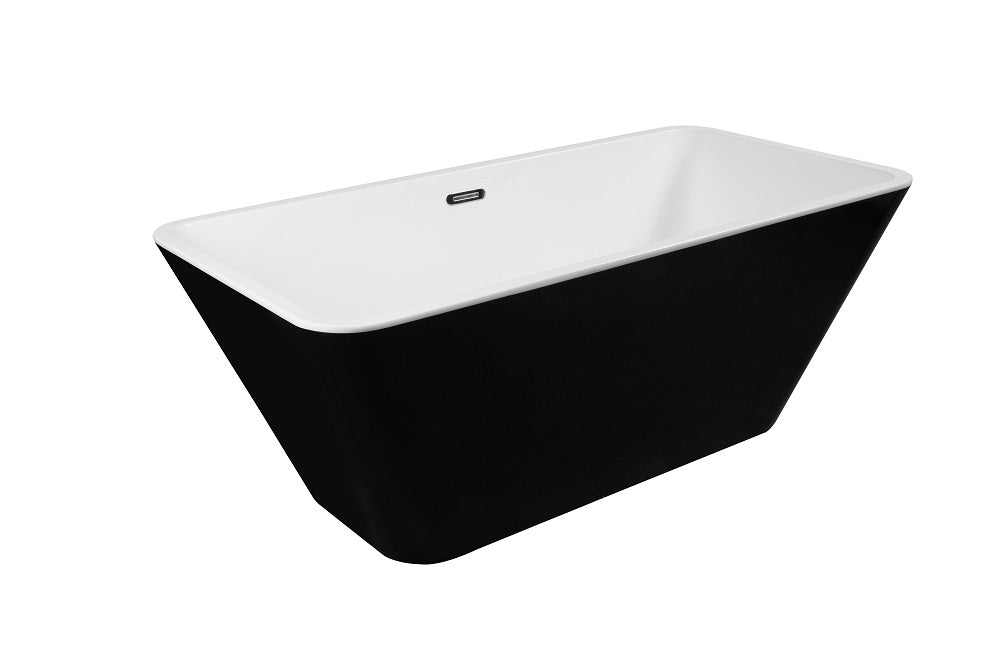 Baignoire rectangulaire autoportante noir brillant