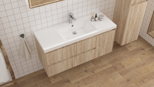 vanite simple chene pale installation murale flottante 