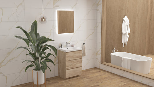 mitag 24" chene pale 3 tiroirs vanite autoportant 