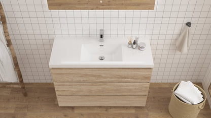 mitag 48" chene pale 3 tiroirs vanite autoportante 