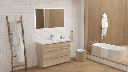 mitag 48" chene pale 3 tiroirs vanite autoportante 
