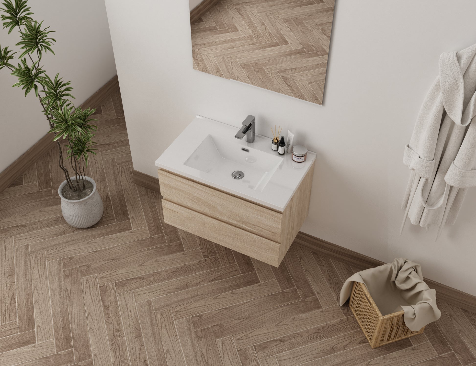 vanité arena 32" chene pale vue haut